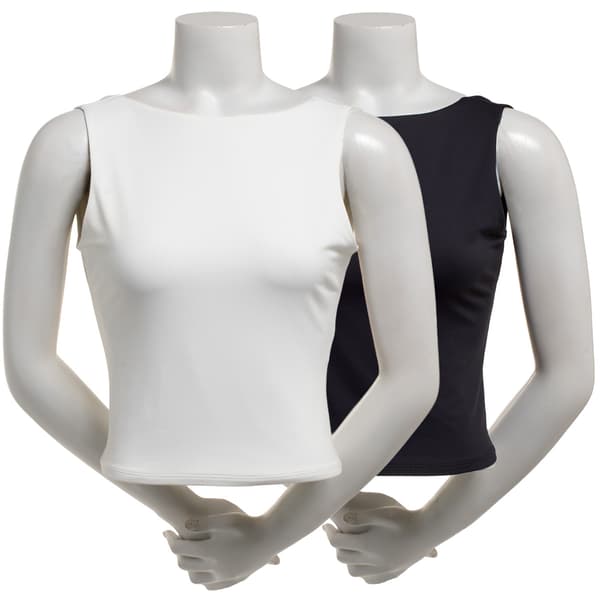 Juniors Pink Rose 2pk. Low Back Contour Knit Tank Tops - image 