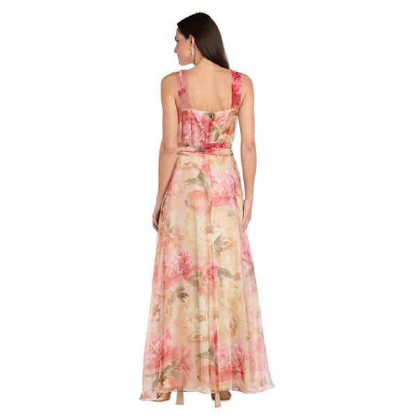 Womens R&M Richards Sleeveless Floral Organza Evening Gown