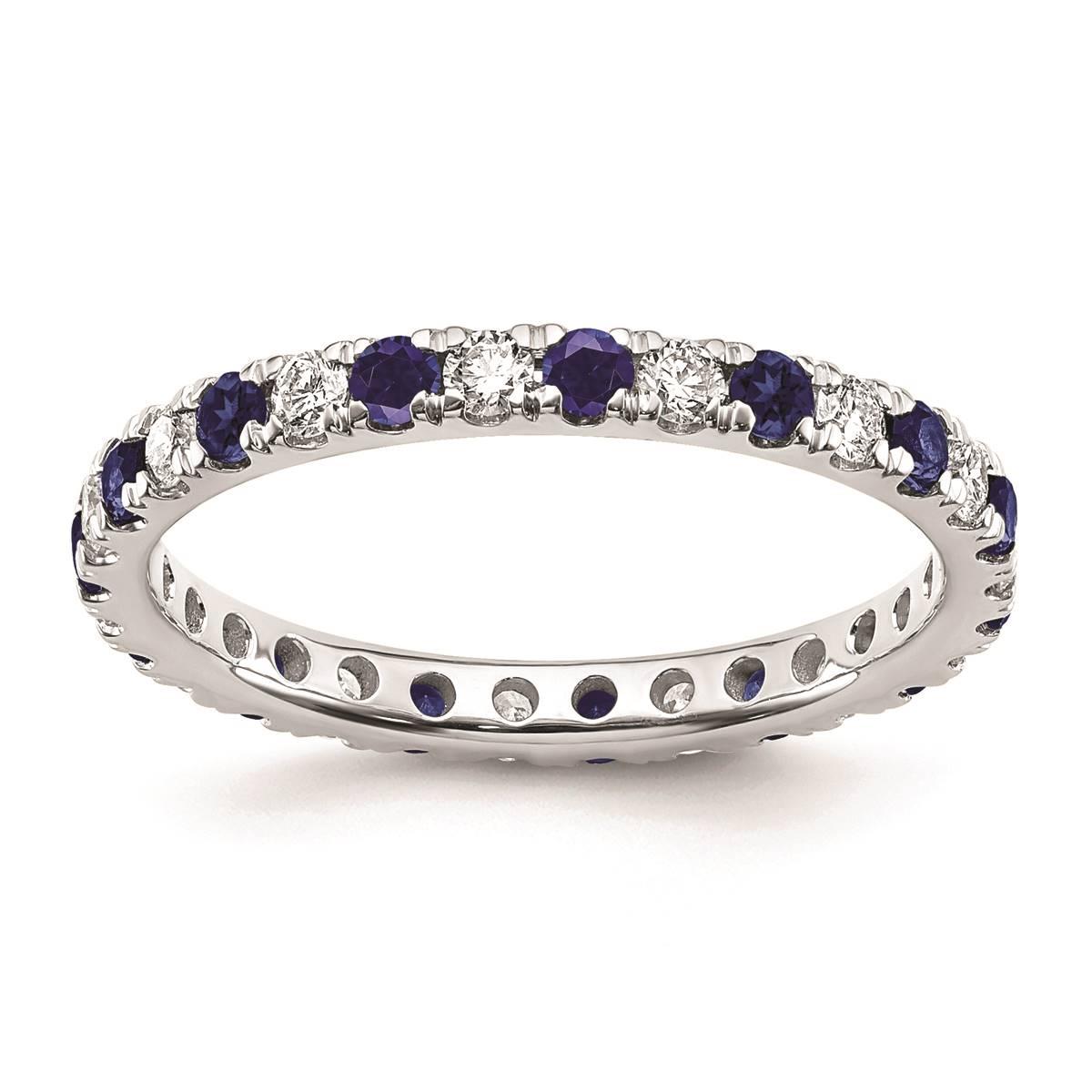 Pure Fire 14kt. White Gold Lab Created Blue Sapphire Band