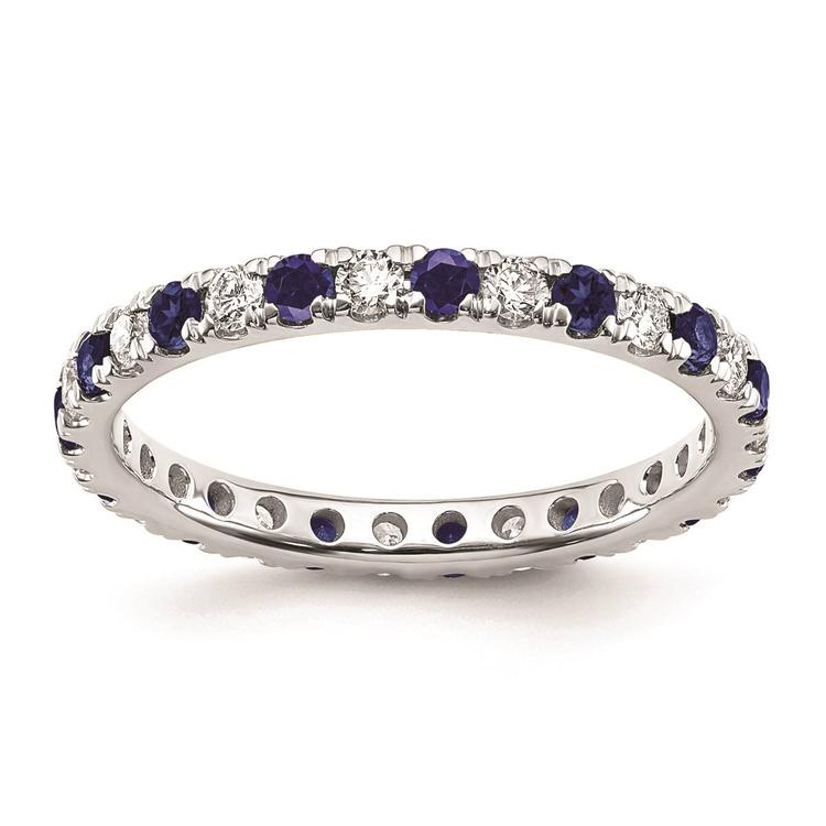 Pure Fire 14kt. White Gold Lab Created Blue Sapphire Band
