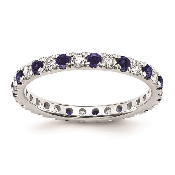 Pure Fire 14kt. White Gold Lab Created Blue Sapphire Band - image 