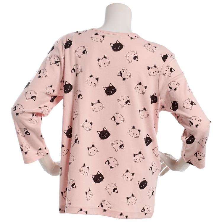 Womens Bonnie Evans 3/4 Sleeve Round Neck Cat Tee