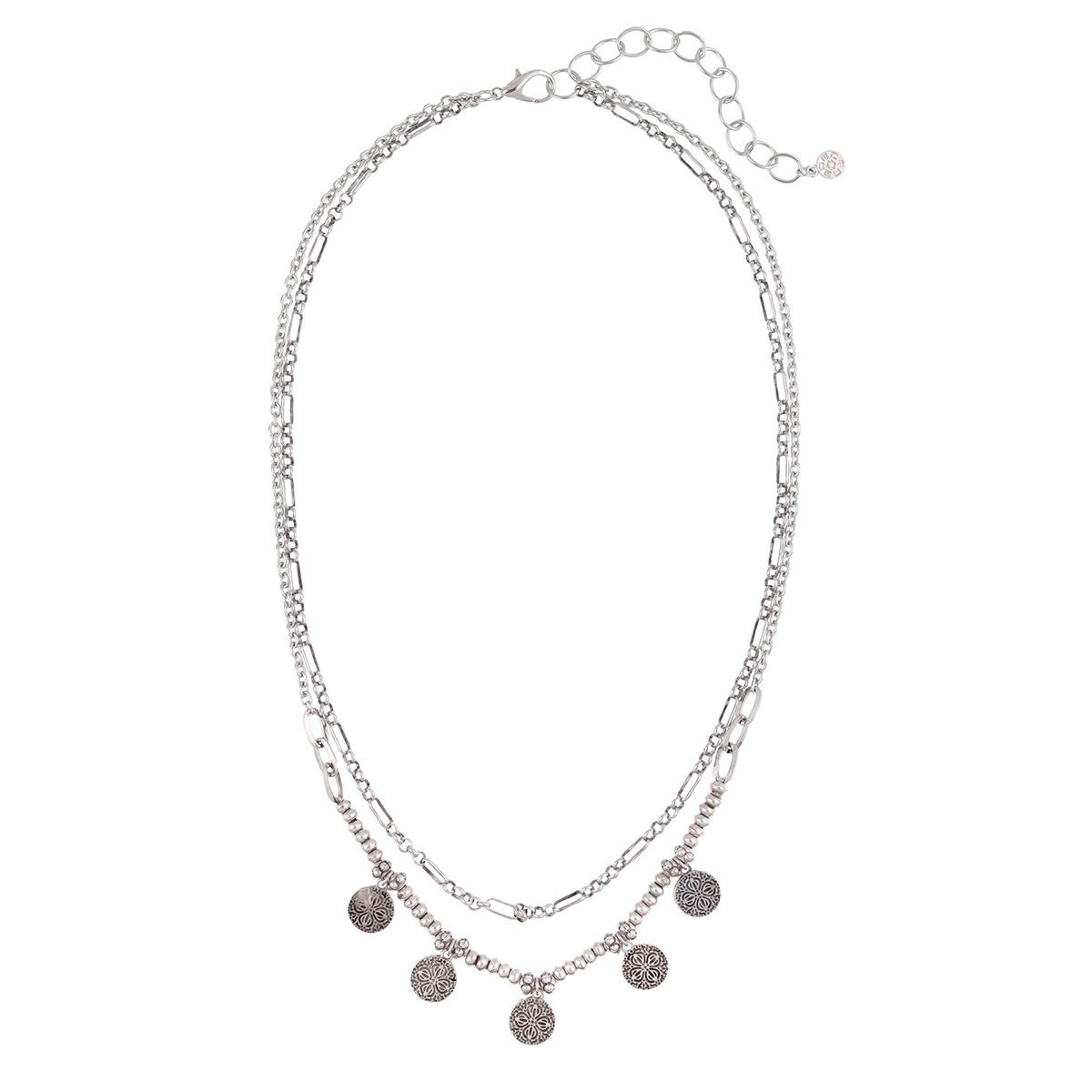Ruby Rd. Silver-Tone Short 2-Row Frontal Necklace with Drops