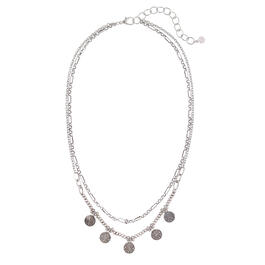 Ruby Rd. Silver-Tone Short 2 Row Frontal Necklace with Drops