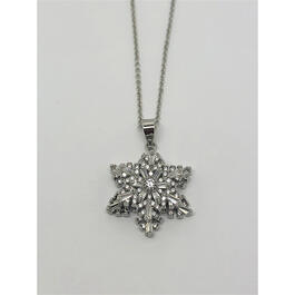 Silver Plated Cubic Zirconia Spinner Snowflake Pendant