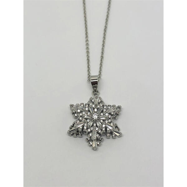 Silver Plated Cubic Zirconia Spinner Snowflake Pendant - image 