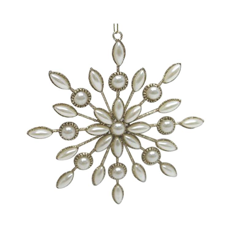 Snowflake Ornament with Pearl Look Accents