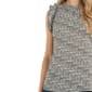 Petite NY Collection Sleeveless Ruffle Abstract Crosshatch Blouse - image 4