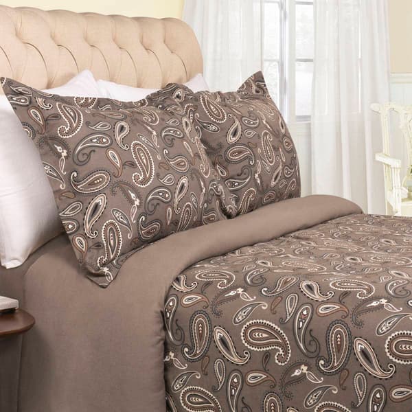 Superior Cotton Flannel Paisley Duvet Cover Set