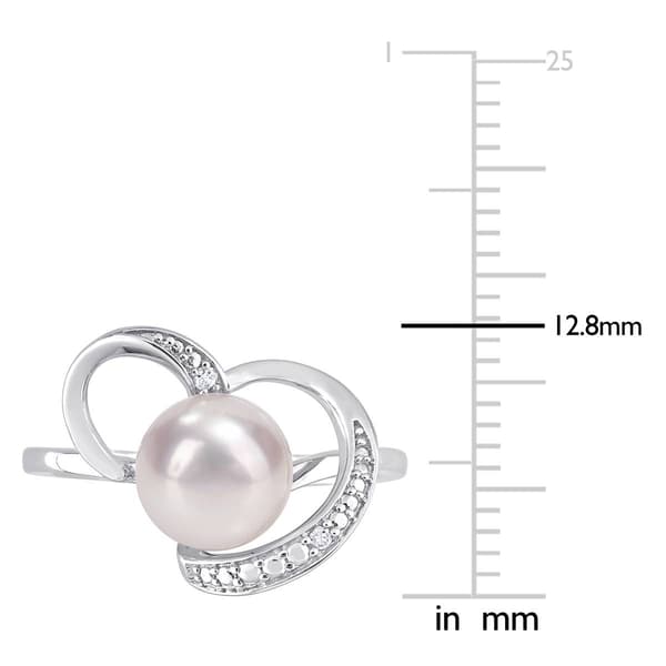 Gemstone Classics™ Cultured Pearl & Diamond Heart Ring