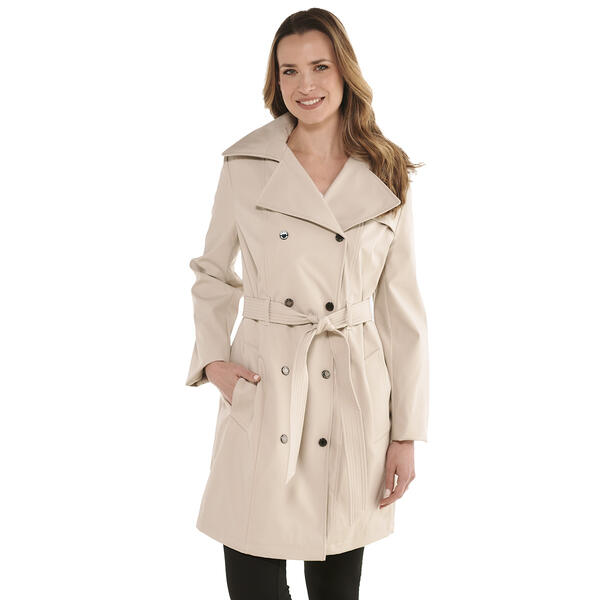 Womens Calvin Klein Double Breasted Belted Softshell Trench Coat - image 