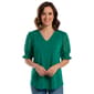 Womens Adrianna Papell Elbow Sleeve Clip Dot Woven V-Neck Blouse - image 2