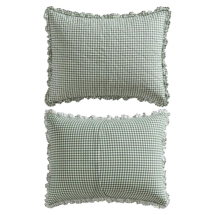 Laura Ashley Gracies Gingham Cotton Reversible Quilt Set