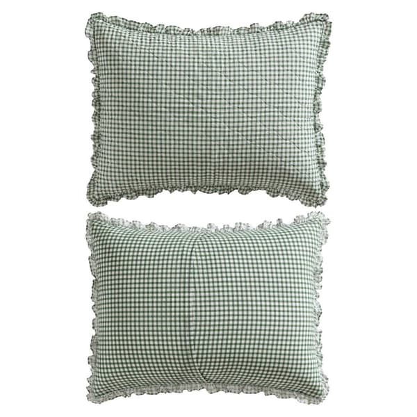 Laura Ashley Gracies Gingham Cotton Reversible Quilt Set