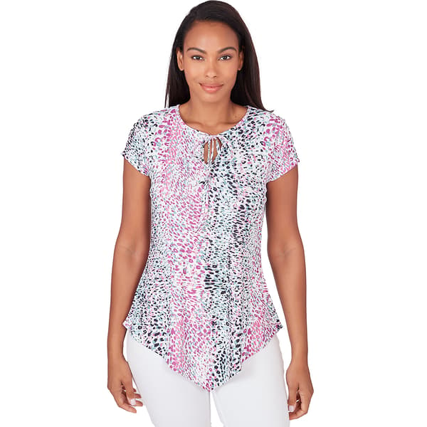 Womens Emaline Athens Animal Printed Short Sleeve Top - image 