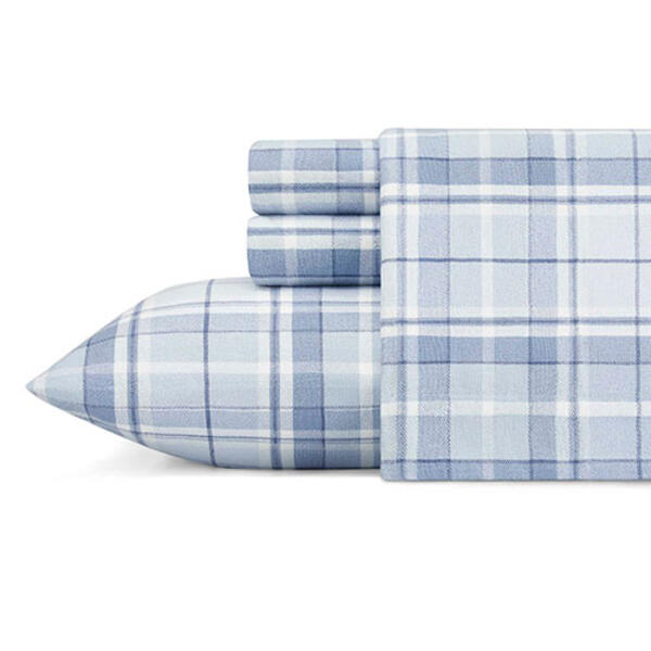 Laura Ashley(R) Mulholland Plaid Blue Flannel Sheet Set - image 