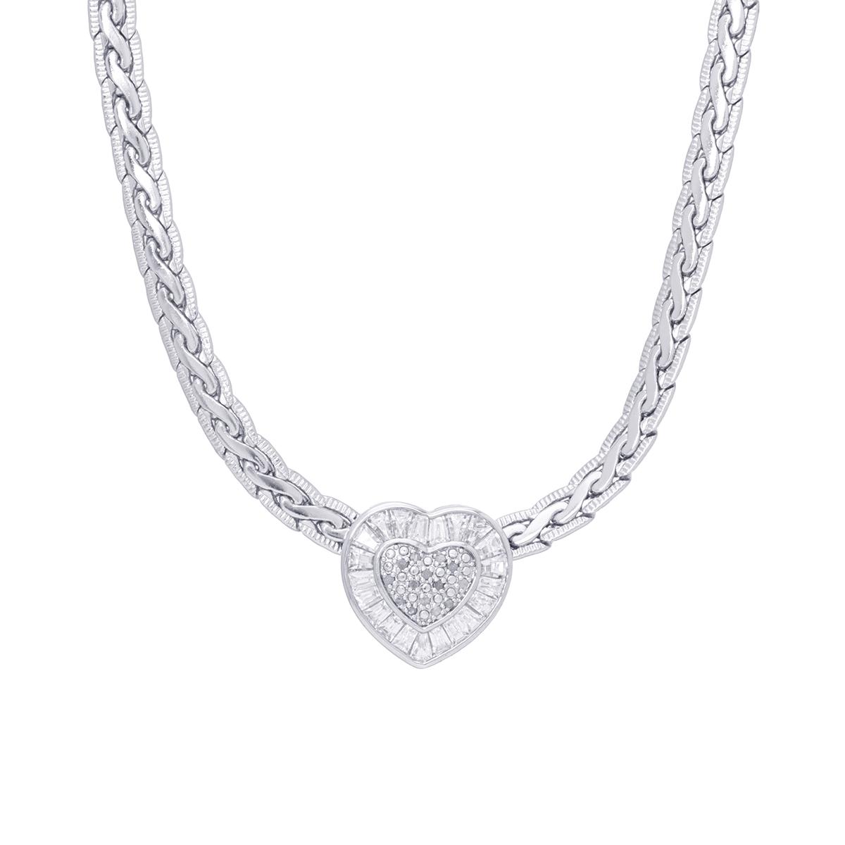 Gianni Argento 1/10ctw. CZ Heart Pendant Necklace