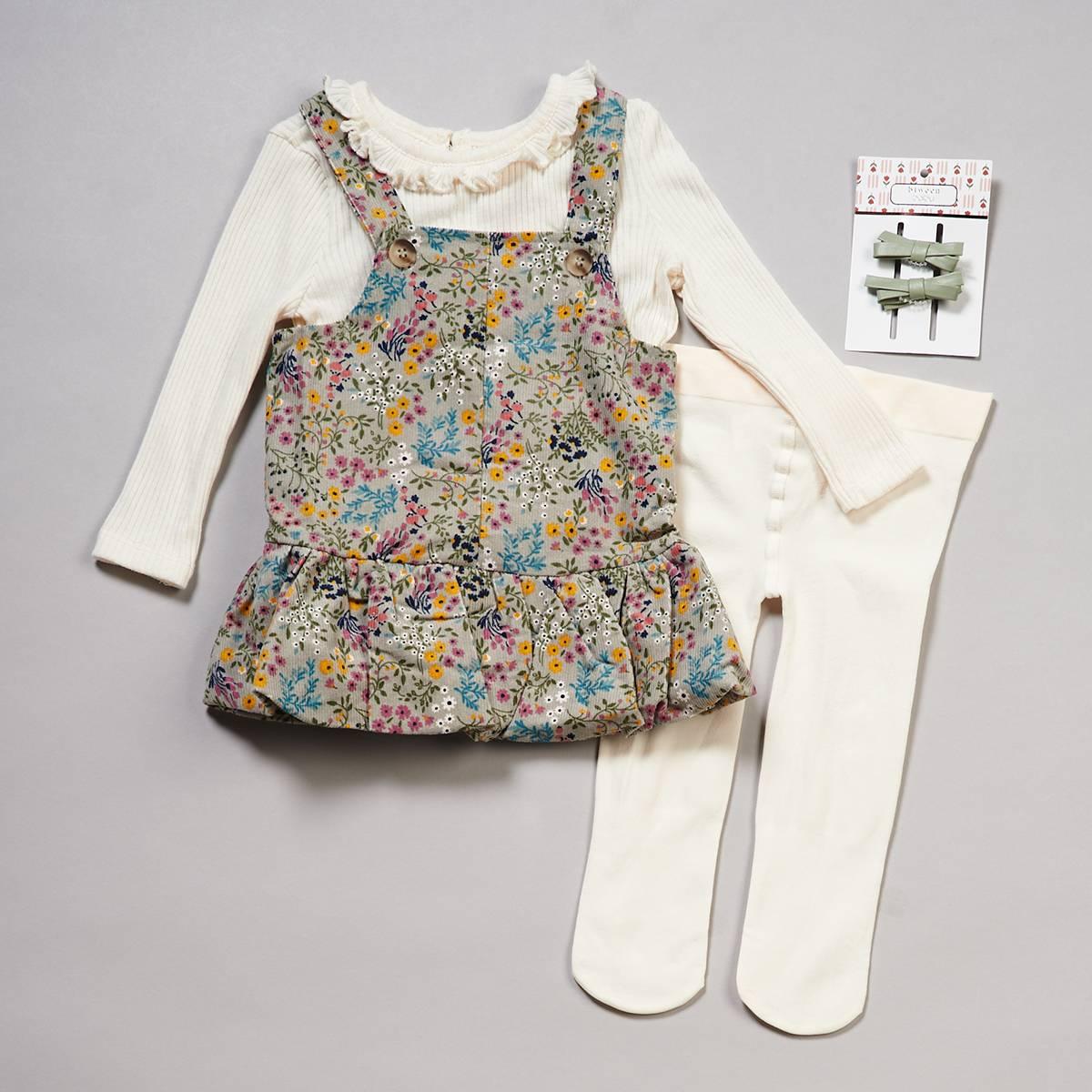 Baby Girl (3-9M) BTween(R) Jumper Dress w/ Socks & Hair Bows Set