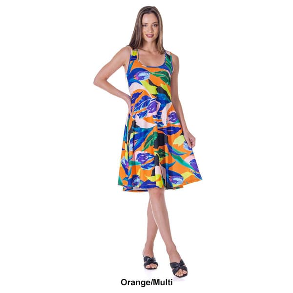Womens 24/7 Comfort Apparel Tropical A-Line Knee Length Dress