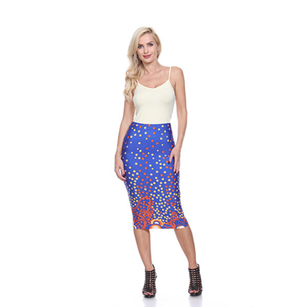 Womens White Mark Bailey Midi Skirt - Blue/Orange - image 