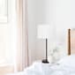Simple Designs Black Stick Lamp w/White Fabric Drum Shade - image 8