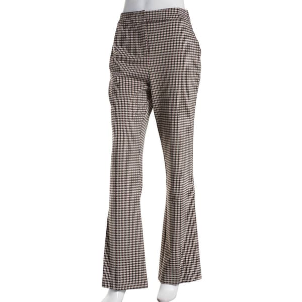 Womens Premise Pull On Wide Leg Houndstooth Trousers