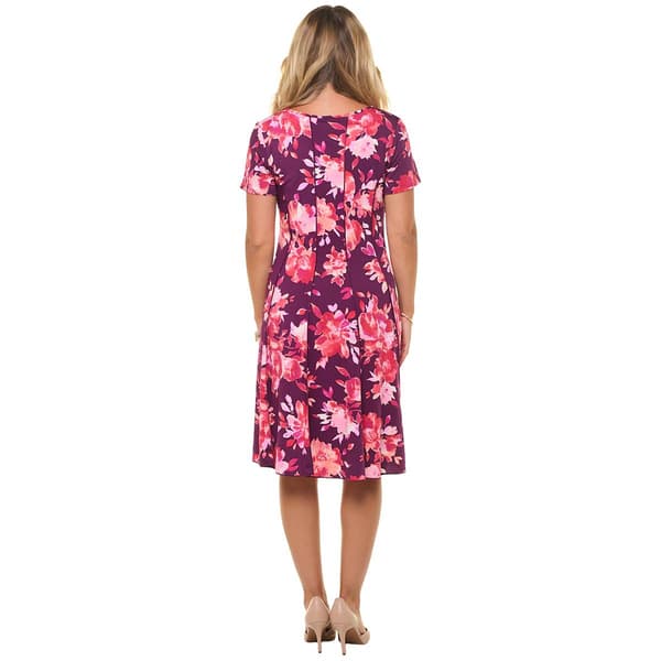 Womens Sami & Jo Short Sleeve Floral Keyhole Neck A-line Dress
