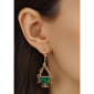 1928 Half Moon Green Drop Leverback Earring - image 2