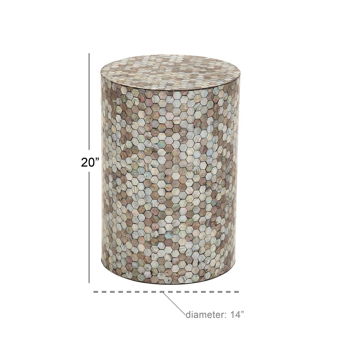 9th & Pike® Large Multi Mussel Shells And Wood Accent Table