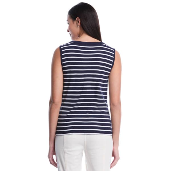 Womens Rafaella® Sleeveless Stripe Button Front Blouse