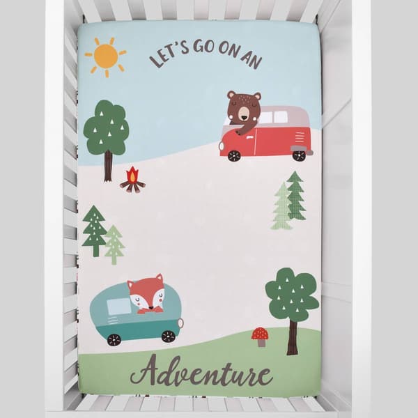 Little Love by NoJo Retro Happy Camper Mini Crib Photo Sheet