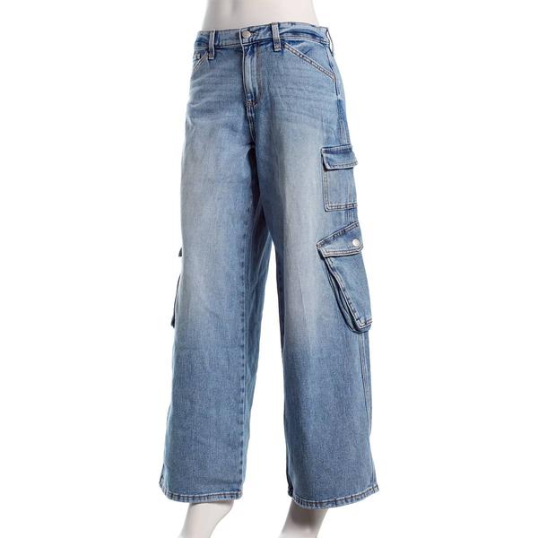 Juniors Celebrity Pink Mid Rise Wide Leg Cargo Jeans