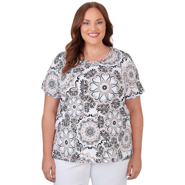 Plus Size Alfred Dunner Key Items Short Sleeve Geometric  Tee - image 