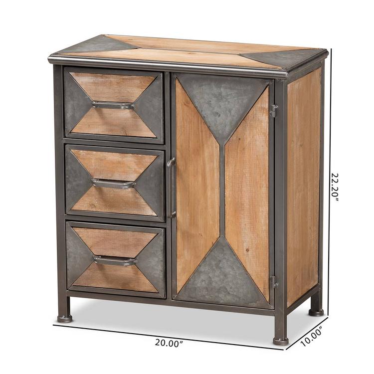 Baxton Studio Laurel Oak Brown Wood 3-Drawer Storage Cabinet