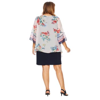 Plus Size Sandra Darren Floral Drape Jacket with Dress - Boscov's