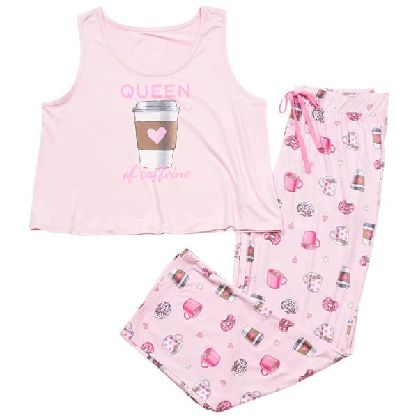 Juniors Derek Heart Queen Of Caffeine & Morning Treat Pajama Set