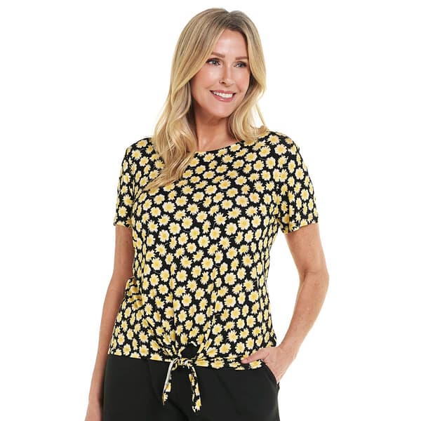 Plus Size Preswick & Moore(R) Tie Front Floral Daisy Tee - image 