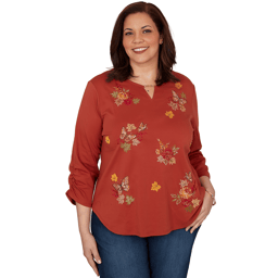 Plus Size Alfred Dunner Classics Tossed Floral Butterfly Blouse
