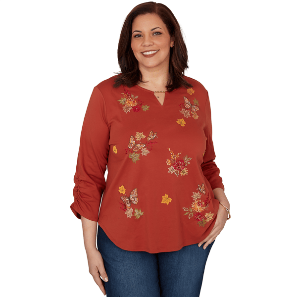 Plus Size Alfred Dunner Classics Tossed Floral Butterfly Blouse