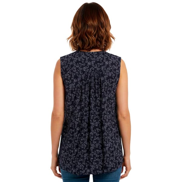 Plus Size Napa Valley Sleeveless Coastal Pleat Jacquard Blouse