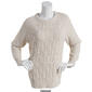 Petite Napa Valley Long Sleeve Marled Cable Front Crew Sweater - image 3