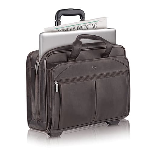 Solo Executive Leather Rolling Case - Dark Brown