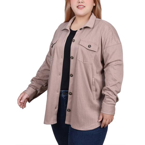 Plus Size NY Collection Long Sleeve Button Down Shacket