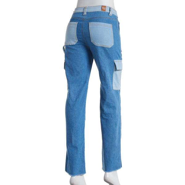 Juniors Gogo Jeans 2-Tone High Rise Cargo Carpenter Jeans