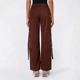 Juniors Celebrity Pink Baggy Strap Pocket Cargo Wide Leg Pants