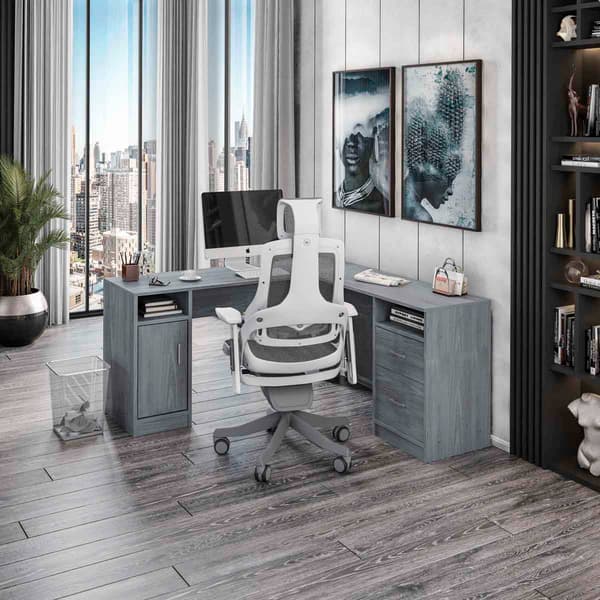 Techni Mobili 59in. Functional L-Shape Desk w/ Storage