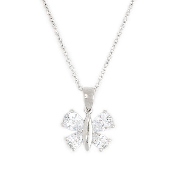 Sterling Silver Cubic Zirconia Butterfly Pendant - image 