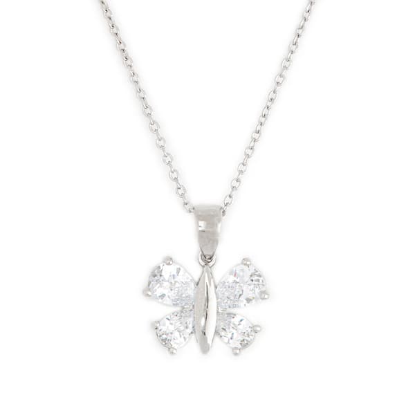 Sterling Silver Cubic Zirconia Butterfly Pendant - image 