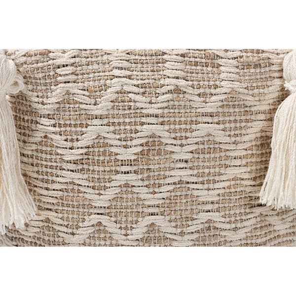 Baxton Studio Noland Handwoven Cotton and Hemp Pouf Ottoman