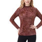 Womens NY Collection Long Sleeve Mock Neck Flocked Jacquard - image 1